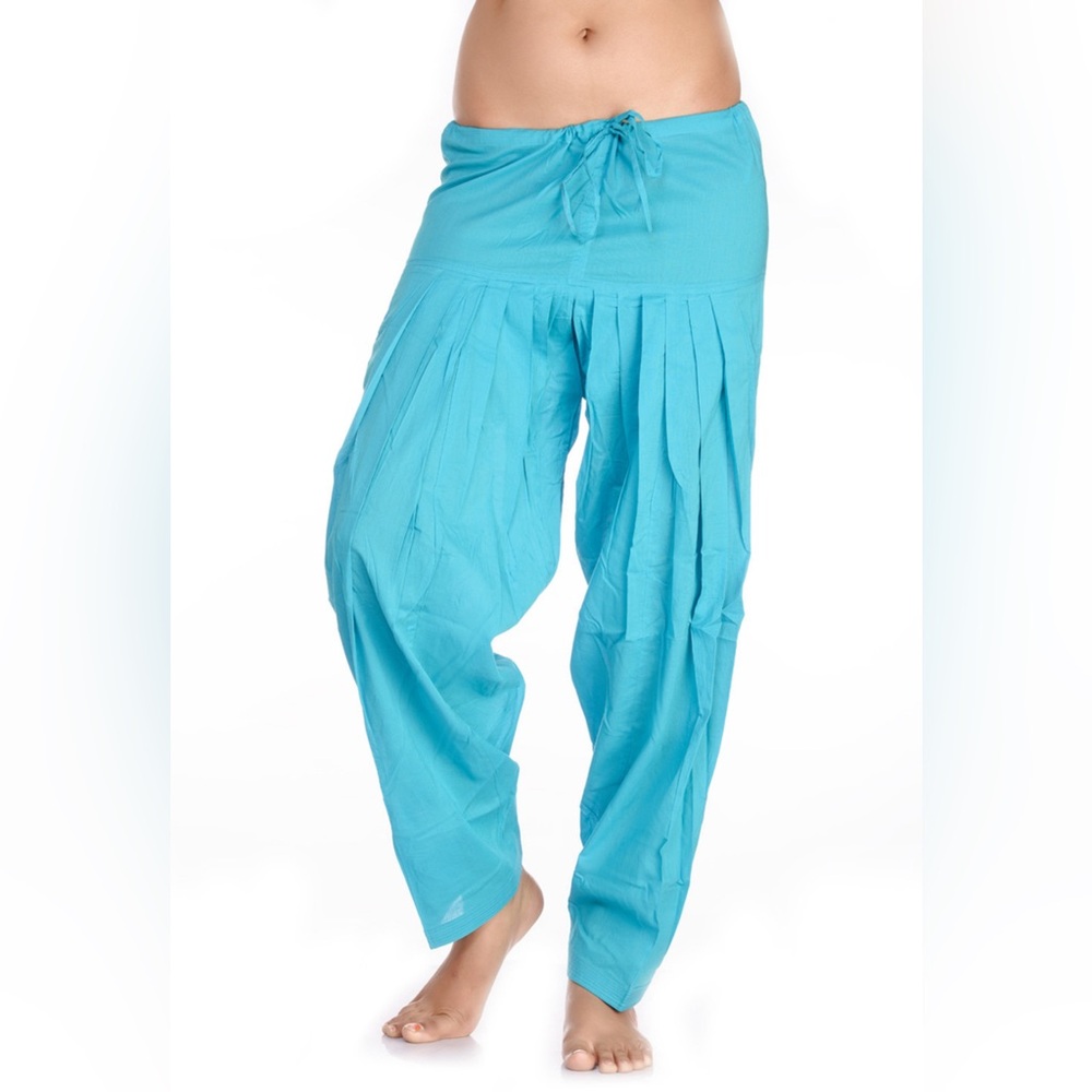 White & Gold Women's Indian Patiala Harem Pants